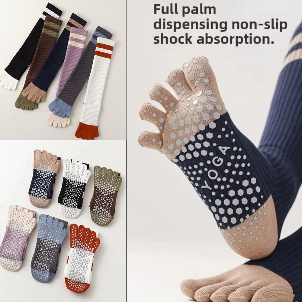 Pilates Yoga Barre - New Cotton Five-finger Yoga Socks Silicone
