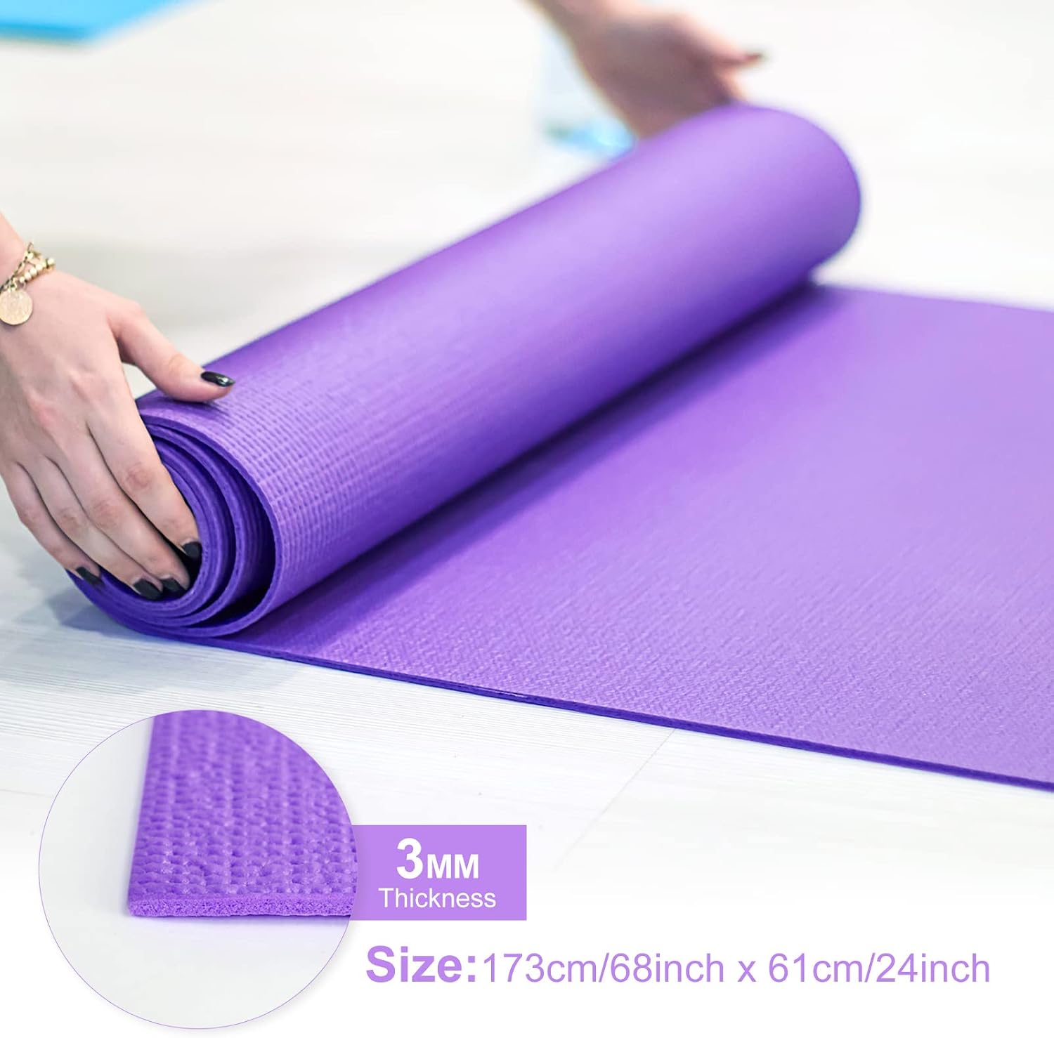 3 mm Thin Yoga Mats Lightweigh - Pilates Yoga Class review and price